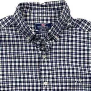 Vineyard Vines Whale Tucker Blue Plaid Button Long Sleeve Cotton Shirt Men's M